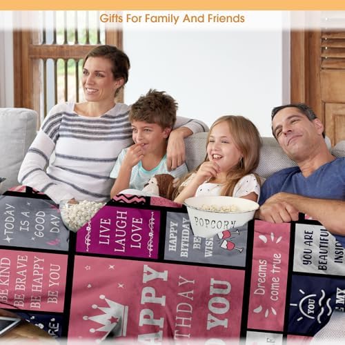 Happy Birthday Blanket for Grils Women, Best Wishes Inspirational Birthdays Gifts for Mom Sister Bestie,Bday Present Decorations for Bed Sofa Couch 50"x60" - Image 5