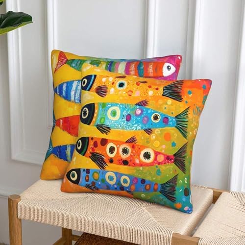 Colorful Fish Beach Throw Pillow Covers 18x18 inch Set of 2 Pillow Case Cushion Cover for Home Sofa Couch Living Room Car Decor - Image 4