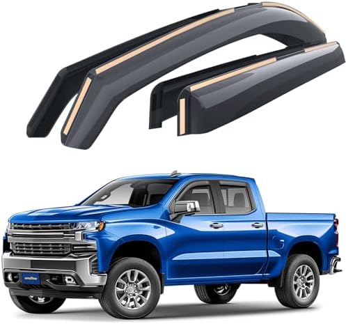 Goodyear Shatterproof in-Channel Window Deflectors for Chevrolet (Chevy) Silverado 1500 2019-2026 Double Cab, Rain Guards, Window Visors for Cars, Vent Deflector, Car Accessories, 4 pcs - GY003416LPf