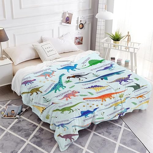 Types of Dinosaur Custom Name Blanket Gifts for Girls Boys Women - Super Soft Cozy Warm Throw Sheet for Couch Bed Sofa Office Decor All Season 60"x80" for Adult - Image 4