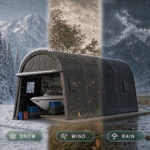 TOOLUCK Carport 12x20 Heavy Duty Storage Shelter Shed Portable Garage with All-Steel Metal Frame & Vents, Round Style Outdoor Storage Shed for Car, Truck, Boat, Waterproof Carport Canopy Anti-Snow - Image 5