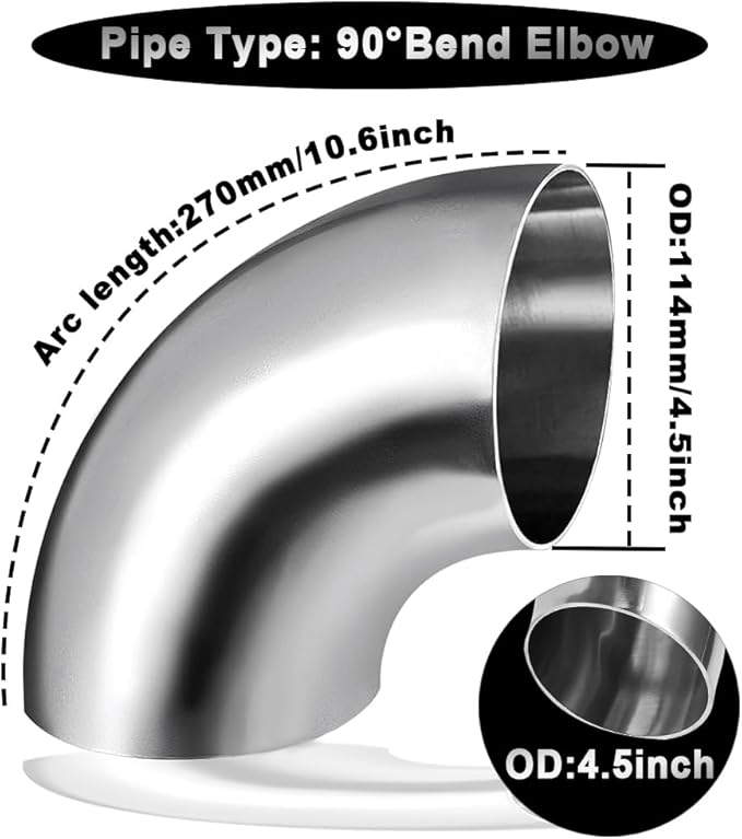 Cotonake 4.5 Inch Exhaust Elbow Pipe 90 Degree Bend Elbow - Image 2