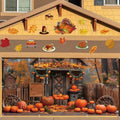 Fall Thanksgiving Decor, Forest Pumpkin Cabin Backdrop - 2 Car Garage Hanging Banner, Autumn Outdoor Holiday Decorations 7x16ft by Caaerttply