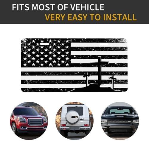 Retro Cross American Flag Front License Plate 6" * 12" for Women