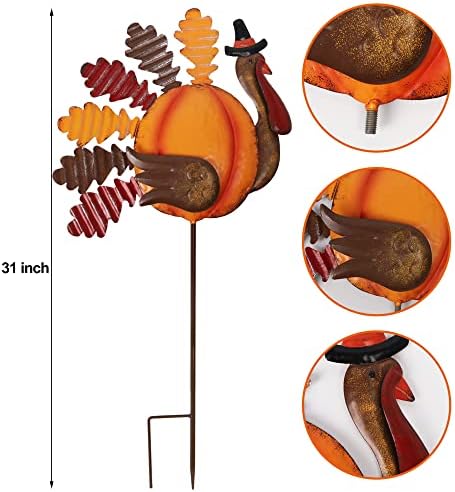 Lulu Home Thanksgiving Turkey Decors, Set of 2 Metal Turkey Stakes Fall Decor, Happy Thanksgiving Autumn Fall Outdoor Decorations - Image 2
