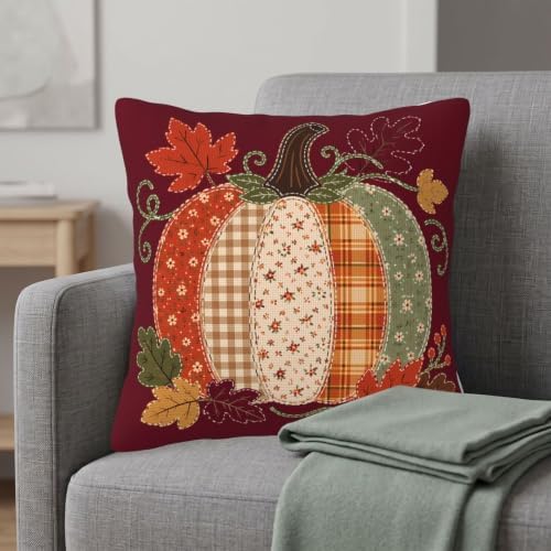 Fall Pumpkin Pillow Covers 16x16 Set of 2 Rustic Thanksgiving Harvest Decor - Image 2
