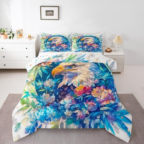 Feelyou Owl Bedding Set Twin Size 3D Animal Printed Comforter Set for Kids Boys Girls Bird Decor Comforter Flowers and Plants Duvet Set - Image 6