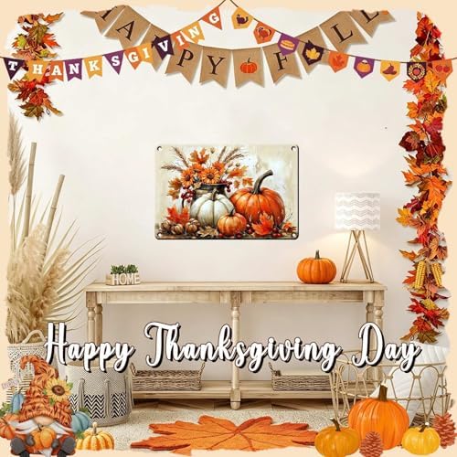 Fall Sign Happy Thanksgiving Decor Pumpkin Vintage Tin Sign 8x12Inch - Image 5