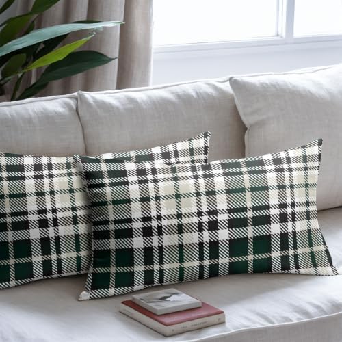 Christmas Plaid Lumber Pillow Covers 12x20 Set of 2 Green Highly Absorbent - Image 7