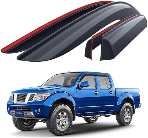 Goodyear Shatterproof Window Deflectors for Nissan Frontier 2005-2021, Tape-on Rain Guards, Window Visors, Vent Deflector Visor,Car Accessories,4 pcs. - GY008847