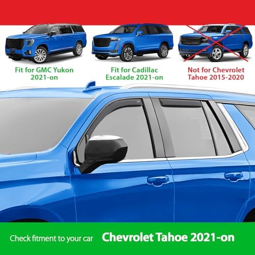 Goodyear Shatterproof in-Channel Window Deflectors for Chevrolet (Chevy) Tahoe 2021-2026/GMC Yukon 2021-2026, Rain Guards, Window Visors for Cars, Vent Deflector, Car Accessories, 4 pcs - GY009015