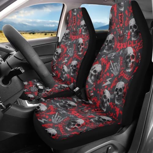 BIGCARJOB Halloween Car Seat Covers Set, Auto Interior Seat Protector Car Accessories Set of 2 Pcs Auto Front Seat Covers Saddle Blanket