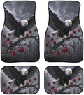 Bald Eagle Car Floor Mats Gothic Eagle Rose Flower All Weather Car 1st & 2nd Row Floor Mats Interior Carpet Art Aesthetics Universal for SUV Sedan Car Trucks Black