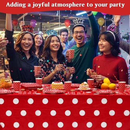 Funnymoom 452 Pcs Red Polka Dot Birthday Party Decoration for 50 Guests - Image 4