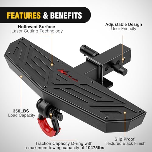 Nilight Hitch Step 2" Receiver Universal with Anti-Theft D-Ring Shackle