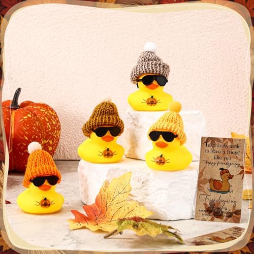 Liliful 48 Sets Friendsgiving Desk Decor Happy Friendsgiving Rubber Ducks - Image 4