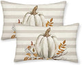 Fall Pillow Covers 12x20 Set of 2 Pumpkin Leaf Branch and Stripes Fall Decor Pillowcase Linen Autumn Thanksgiving Decorative Outdoor Throw Pillow Covers Farmhouse Cushion Case for Couch Home by Gohdiwh