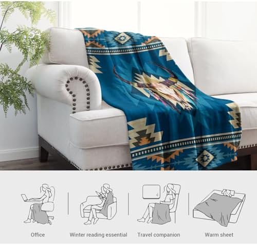 Jekeno Western Skull Throw Blanket, Western Gifts 50"x60" - Image 6