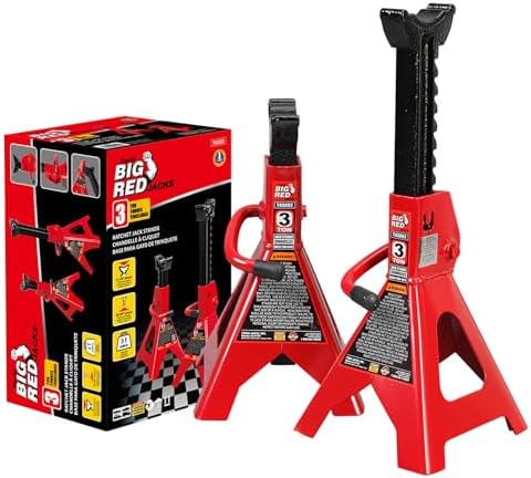 Big RED 3 Ton (6000 LBs) Jack Stands, with Adjustable Lock Car Jack Stand, Fit for Vehicle, Red, 2 Pack by BIGRED