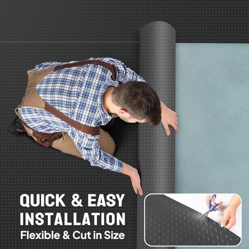 TUFFIOM 4x8 FT Garage Floor Mat, Thickened Diamond Plate PVC Garage Mats Flooring Roll for Under Car, Garage Parking Mats for SUVs, Golf Cart, Sports Car - Image 4