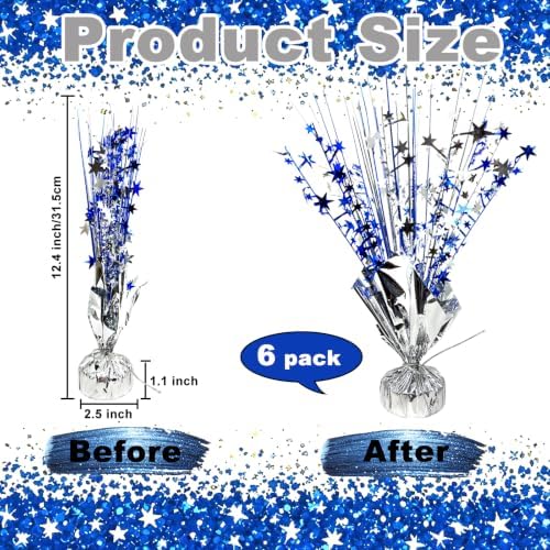 Blue and Silver Party Decorations Birthday Table Centerpiece Burst - Image 6