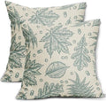 Aqua Blue Fall Pillow Covers 20x20 Set of 2 Cream Maple Leaf Print Autumn Colored Harvest Decorative Outdoor Pillowcases Farmhouse Seasonal Throw Cushion Case Decor for Home Couch Sofa Bed by Aytipun