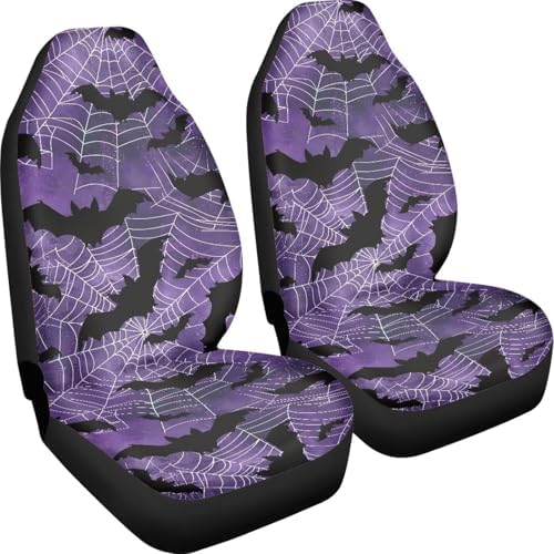 Bat Auto Seat Cover Set of 2 Soft Car Seat Covers Protectors Spider Web Auto Accessories Carseat for Front Seats Cushion Pad Mat Fit for Most Truck, Van, and SUV