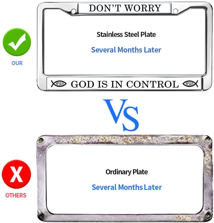 God is in Control Rust-Proof License Plate Frame Jesus Bible Promise License Plate Frame Christian Quote License Plate Frame for Religious People