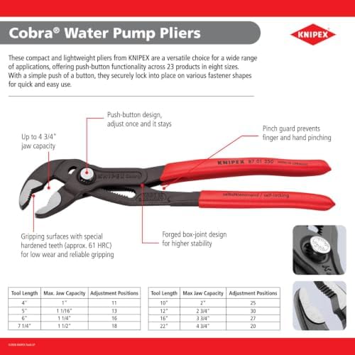 KNIPEX 87 01 125 SBA, 5 in. Cobra® Water Pump Pliers, Capacity 1-1/16 in. - Image 4