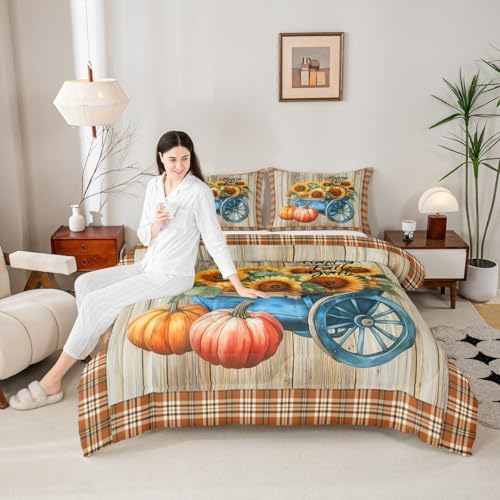 Pumpkin Comforter Set Sunflower Bedding Set Kids Boys Girls Twin - Image 2
