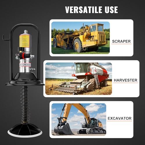 VEVOR Grease Pump, Air Operated Grease Pump with 13 ft High Pressure Hose and Grease Gun, Pneumatic Grease Pump with Barrel Cap, Portable Lubrication Grease Pump 360° Gun Head - Image 6