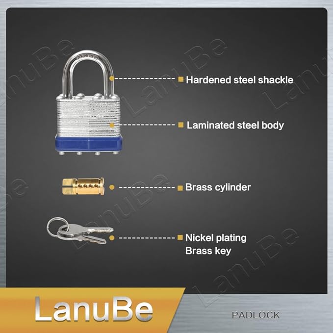 LanuBe Lock Laminated keyed Padlock, keyed Alike Locks, Normal Shackle - Image 7
