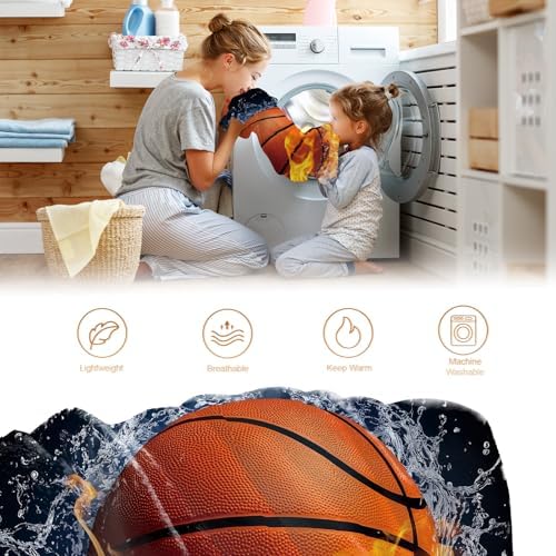 Basketball Blanket Sports Gifts for Men Women Kids Teen Boys Girls Birthday Christmas Halloween Easter Son Boyfriend Students Team Player Teammates Throw Blanket 50"x60" - Image 6