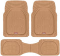 Motor Trend FlexTough Floor Mats for Cars, Beige Deep Dish All-Weather Mats, Waterproof Trim-To Fit Automotive Floor Mats for Cars Trucks SUV, Universal Floor Liner Car Accessories