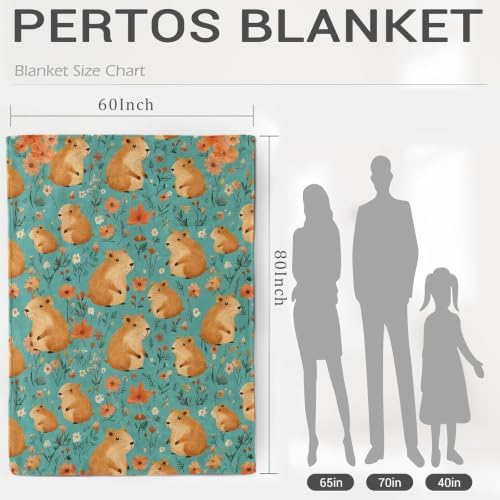 Jekeno Capybara Animals Throw Blanket Gifts for Women Man 80"x60" - Image 5