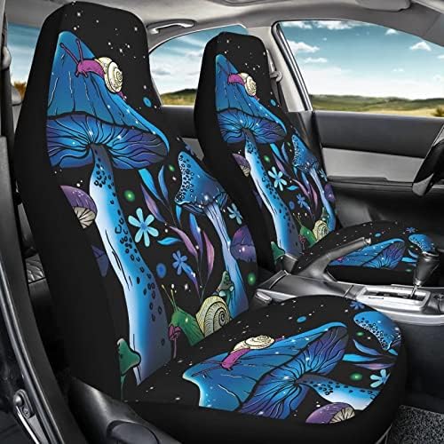 Galaxy Mushroom Snail Car Seat Covers for Front，Tripped Mushroom Seat Cover Accessory Dust Proof Non Slip Bucket Seat Cushion Universal Fit All Cars