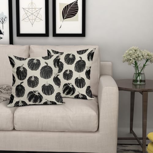 Black Pumpkin Fall Pillow Covers 22x22 Set of 2 Autumn Harvest Print Thanksgiving Decorative Throw Pillows Outdoor Farmhouse Cushion Case Seasonal Decor for Couch Sofa Bed - Image 7