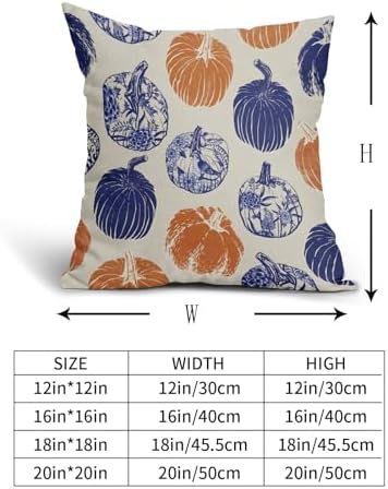Blue Orange Pumpkin Fall Pillow Covers 18x18 Set of 2 Chinoiserie Autumn Thanksgiving Grandmillennial Decorative Throw Pillows Outdoor Farmhouse Cushion Case Seasonal Decor for Couch Sofa Bed - Image 5
