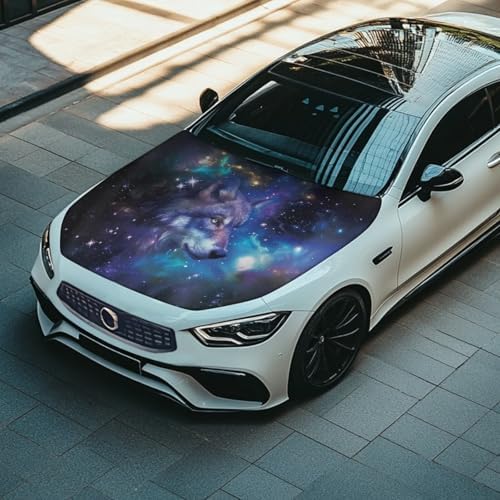 Galaxy Wolf Print Car Hood Cover Sunshade Windshield Hood All Season Protection Outdoor Foldable Protective Cover, Universal for Cars