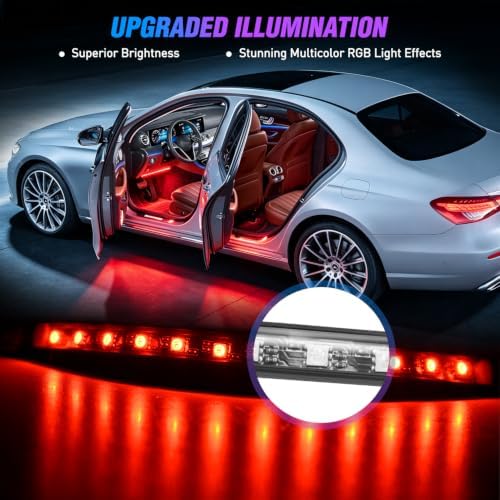 Nilight 4PCS 48LED Car USB Interior Neon Accent Lights RGB Remote Control