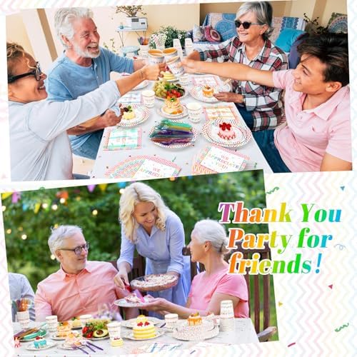Funnymoom 452 Pcs Thank You Party Decorations for 50, We Appreciate You Paper Plates Napkins Cups Tablecloth Cutlery Straws for Employee Staff Housekeeping Week Pastor Appreciation Party Supplies - Image 5
