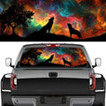 Countryside Abstract Wolf Rear Window Decal Wrap Graphic, Animal Howling Night Scene Vinyl Window Film Truck Back Window Decals,Pickup Trucks Back Window Stickers 66 x 22 inch