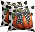 Fall Pumpkin Pillow Covers 24x24 Set of 2 Vintage Orange Buffalo Plaid Bow Polak Dot Outdoor Throw Pillows Covers Autumn Thanksgiving Decorative Farmhouse Cushion Case for Living Room Couch Sofa by Unknown