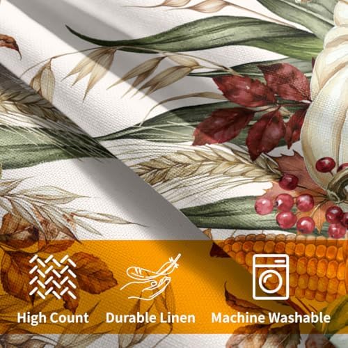 Fall Thanksgiving Pillow Covers 22x22 Set of 2 Colorful Pumpkin Wheat Leaves Pinecones Outdoor Throw Pillows Covers Autumn Harvest Decorative Farmhouse Cushion Case for Room Couch Sofa - Image 6