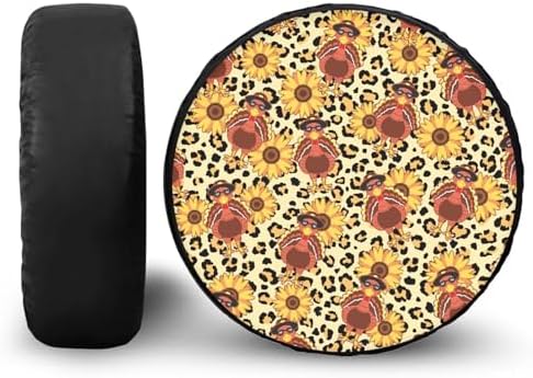 Thanksgiving Spare Tire Cover, Wheel Protectors Tire Cover Universal for Trailer RV SUV Truck Camper Travel, Available in 5 Sizes from 14 to 18 Inches, 14" Fits Tire Diameter 23.6"-27.5"