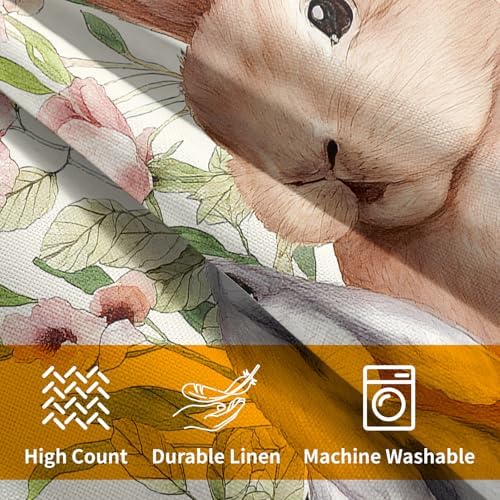 Easter Pillow Covers 22x22 Set of 2 Spring Throw Pillow Covers Rustic Cute Bunny Rabbit Pillowcase Linen Decoration Farmhouse Soft Decorative Floral Cushion Case Couch for Indoor Outdoor Home Decor - Image 6