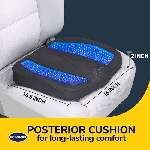 Dr. Scholl’s Massaging Gel Posterior Seat Cushion for Car, Office, Home — Black