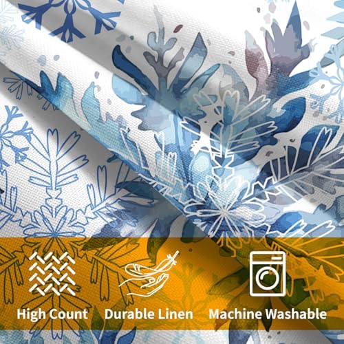 Christmas Pillow Covers 16x16 Set of 2 Decorations Blue White Snowflakes Throw Pillow Covers Decorative Vintage Winter Pillow Case Farmhouse Rustic Pillowcases Cozy Soft for Sofa Bed Chair Home Decor - Image 6