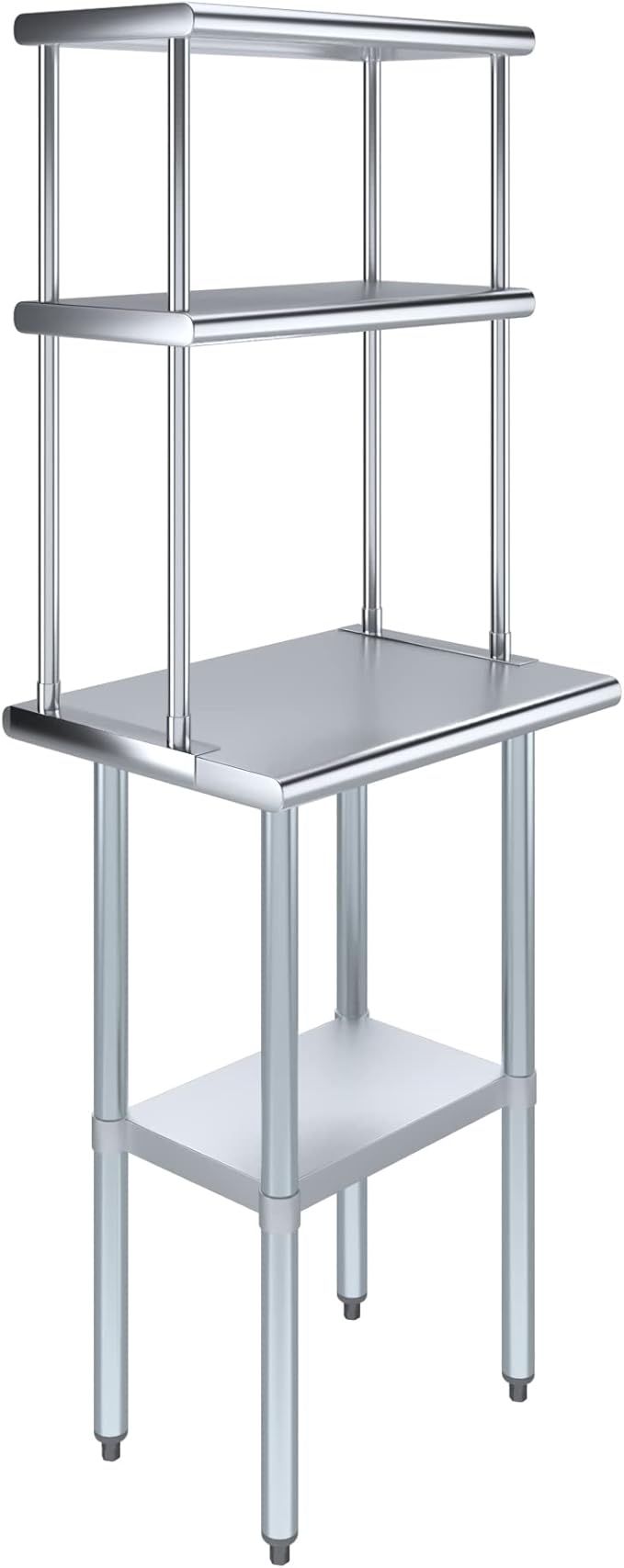 AmGood Stainless Steel Work Table Double Tier Overshelf | by AmGood