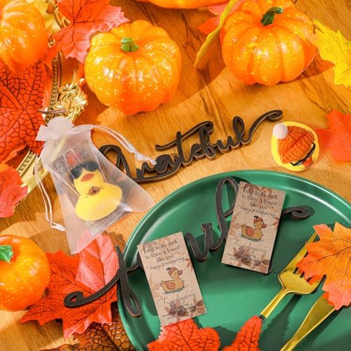Liliful 48 Sets Friendsgiving Desk Decor Happy Friendsgiving Rubber Ducks - Image 5